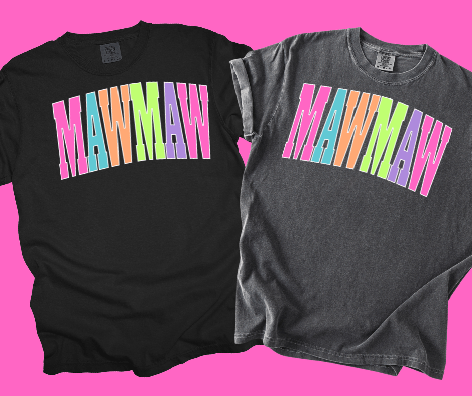 MAWMAW - Multi - Color Varsity Letters (Pick your design & tee color) - Graphic Tee - The Red Rival