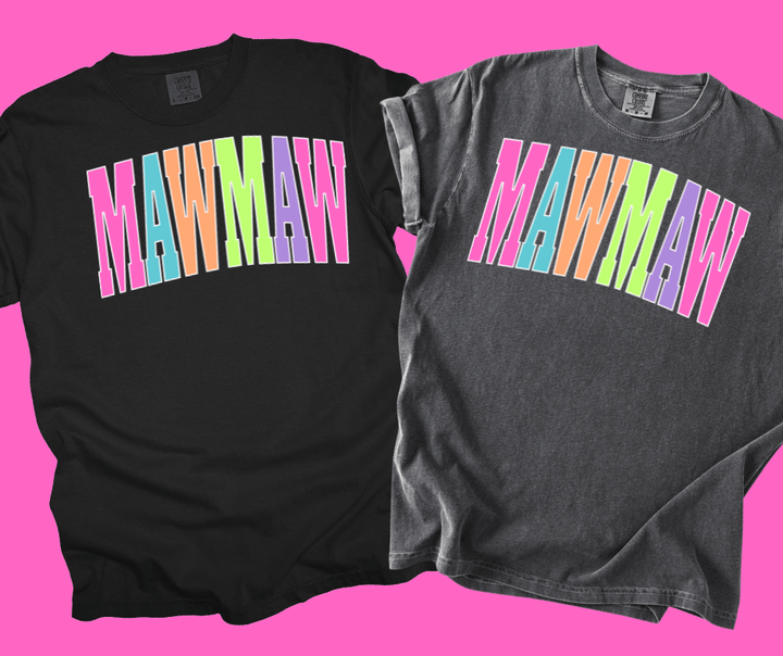 MAWMAW - Multi - Color Varsity Letters (Pick your design & tee color) - Graphic Tee - The Red Rival