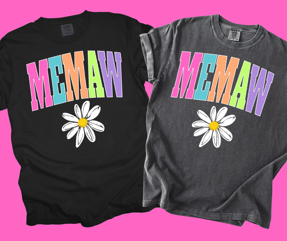 MEMAW - Multi - Color Varsity Letters (Pick your design &amp; tee color) - Graphic Tee - The Red Rival