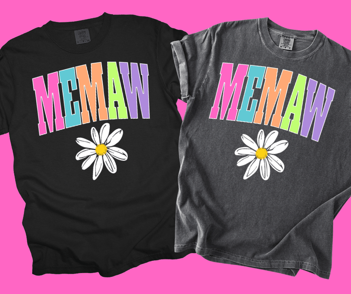 MEMAW - Multi - Color Varsity Letters (Pick your design &amp; tee color) - Graphic Tee - The Red Rival