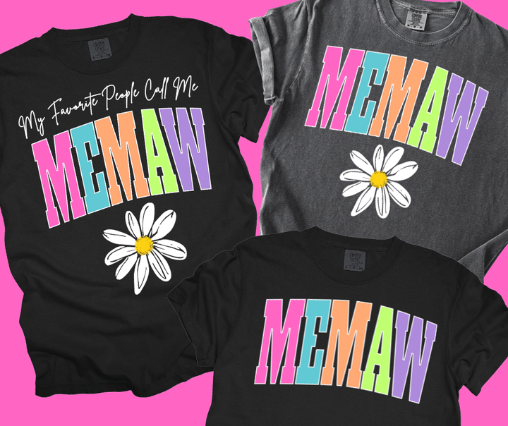 MEMAW - Multi - Color Varsity Letters (Pick your design &amp; tee color) - Graphic Tee - The Red Rival