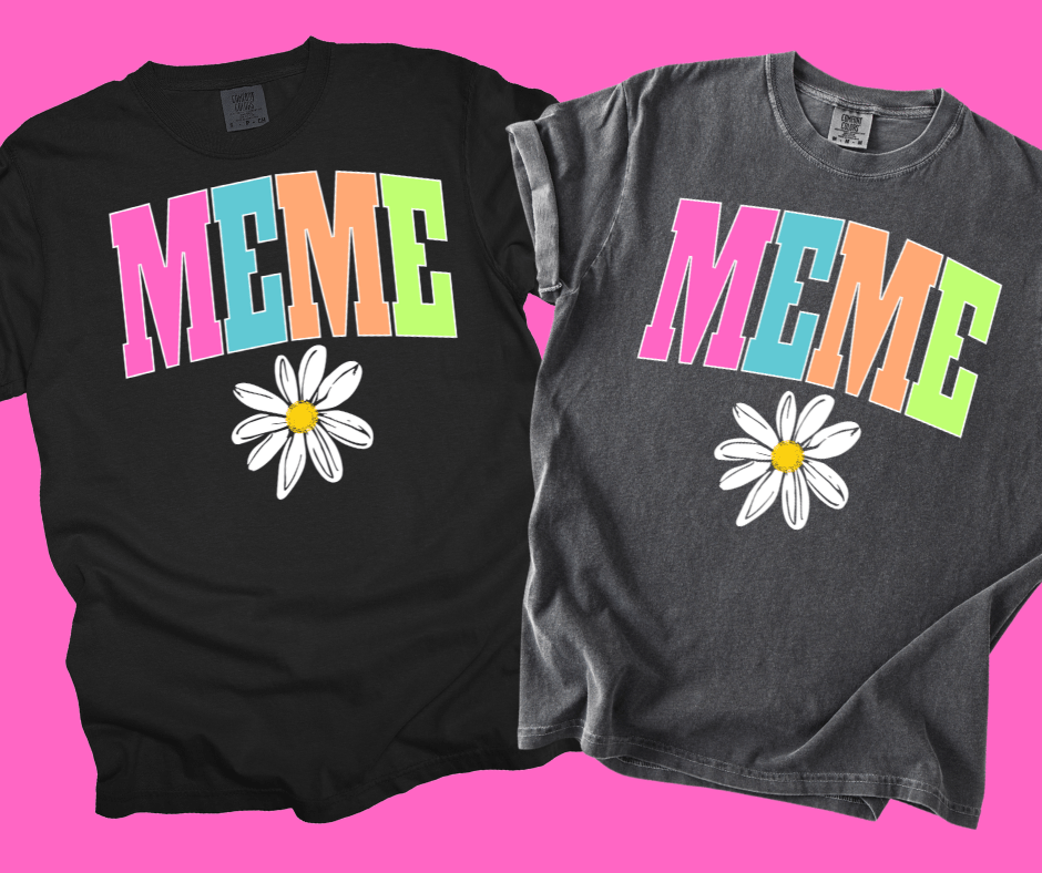 MEME - Multi - Color Varsity Letters (Pick your design & tee color) - Graphic Tee - The Red Rival