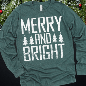 MERRY and BRIGHT White Ink (Select your Color & Style) - Graphic Tee - The Red Rival