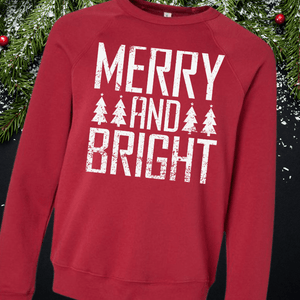 MERRY and BRIGHT White Ink (Select your Color & Style) - Graphic Tee - The Red Rival