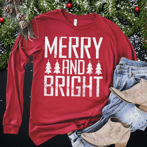 MERRY and BRIGHT White Ink (Select your Color & Style) - Graphic Tee - The Red Rival