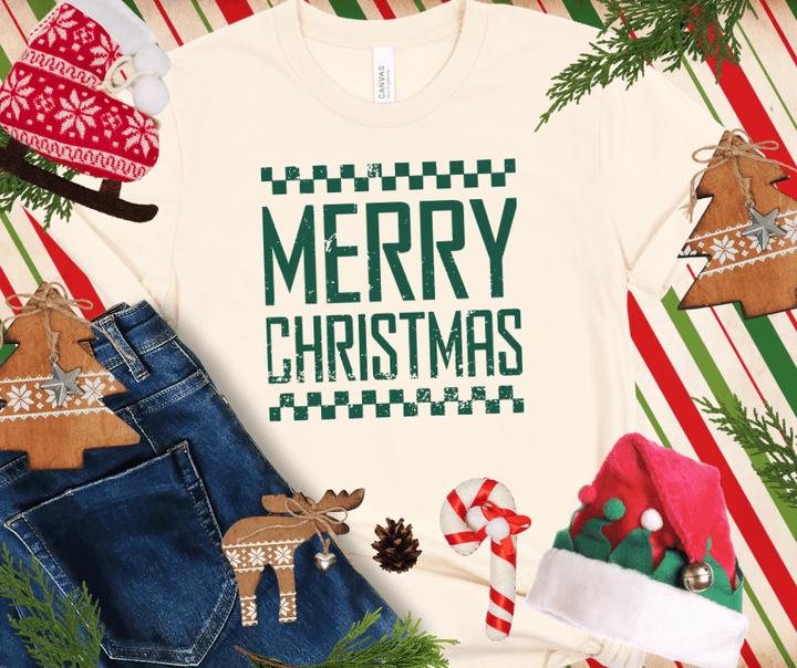 MERRY CHRISTMAS GREEN INK (Select your Color & Style) - Graphic Tee - The Red Rival