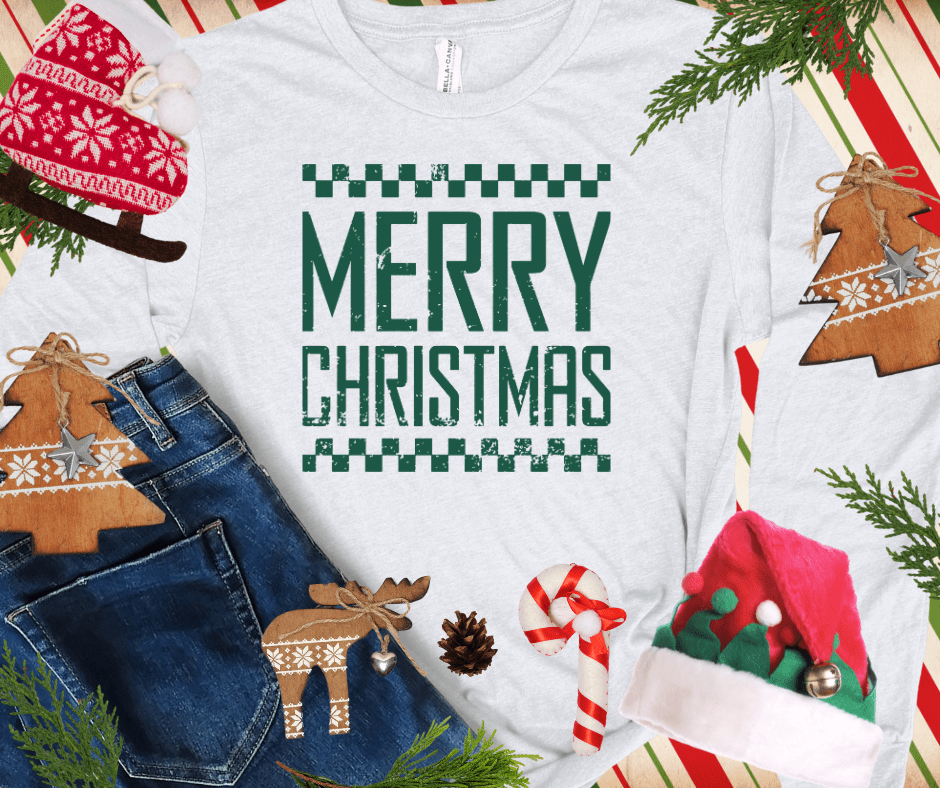 MERRY CHRISTMAS GREEN INK (Select your Color & Style) - Graphic Tee - The Red Rival