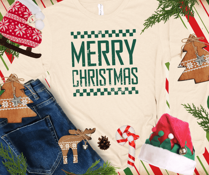 MERRY CHRISTMAS GREEN INK (Select your Color & Style) - Graphic Tee - The Red Rival