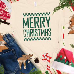 MERRY CHRISTMAS GREEN INK (Select your Color & Style) - Graphic Tee - The Red Rival