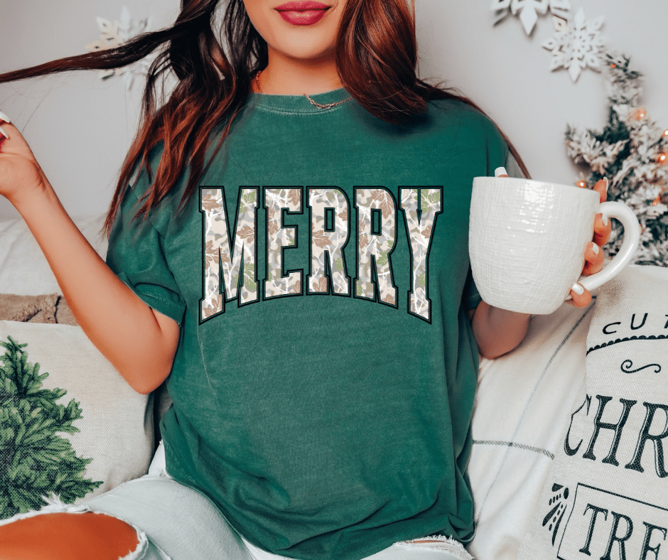 Merry Snow Camo (Pick Your Tee Color) - Graphic Tee - The Red Rival