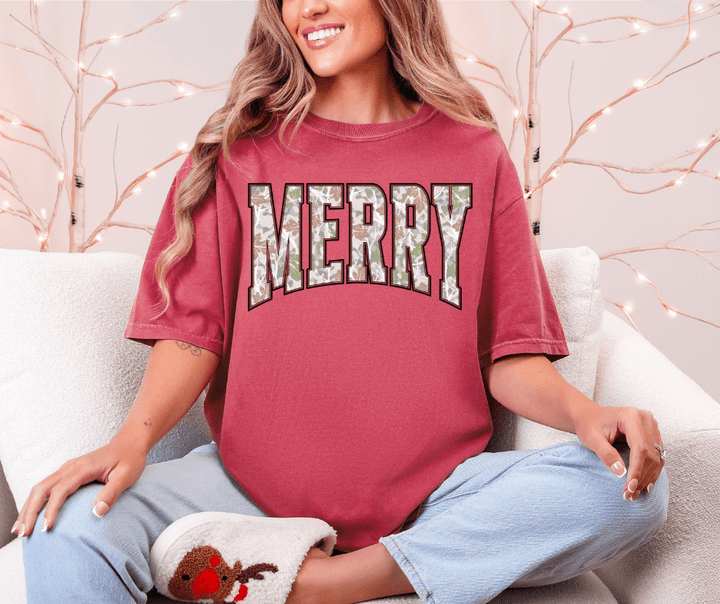 Merry Snow Camo (Pick Your Tee Color) - Graphic Tee - The Red Rival