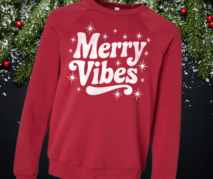 Merry Vibes White Ink (Select your Color & Style) - The Red Rival