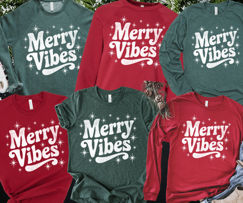 Merry Vibes White Ink (Select your Color & Style) - The Red Rival
