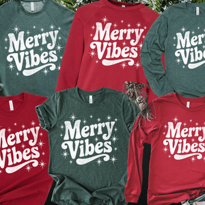 Merry Vibes White Ink (Select your Color & Style) - The Red Rival