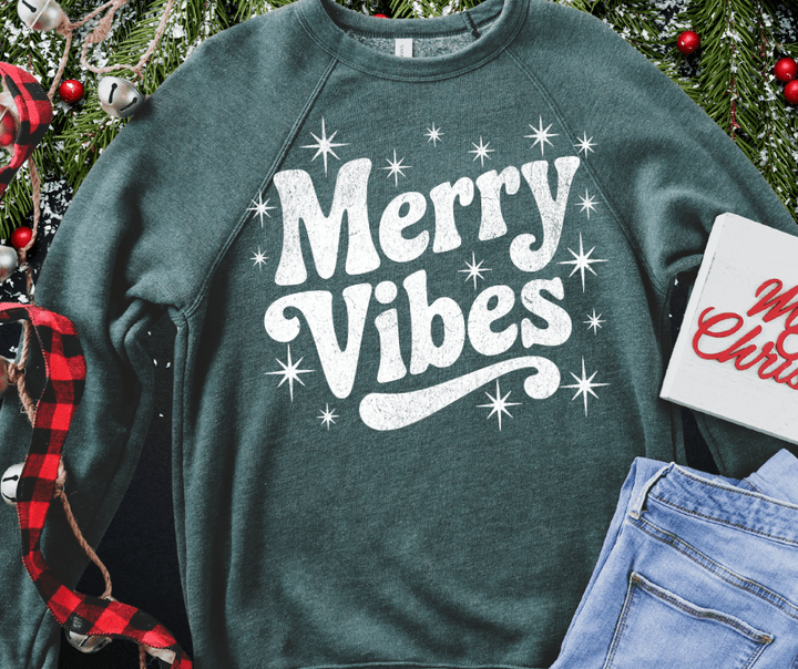 Merry Vibes White Ink (Select your Color & Style) - The Red Rival