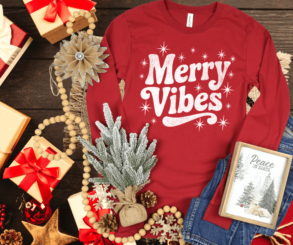 Merry Vibes White Ink (Select your Color & Style) - The Red Rival