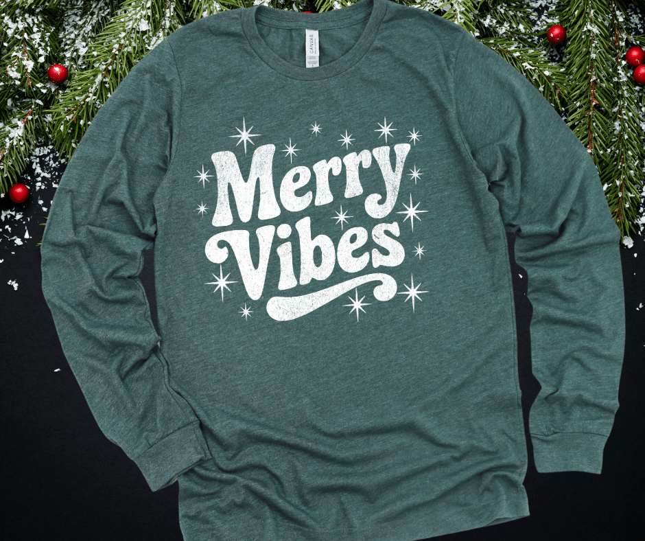 Merry Vibes White Ink (Select your Color & Style) - The Red Rival