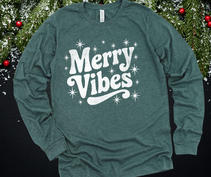 Merry Vibes White Ink (Select your Color & Style) - The Red Rival