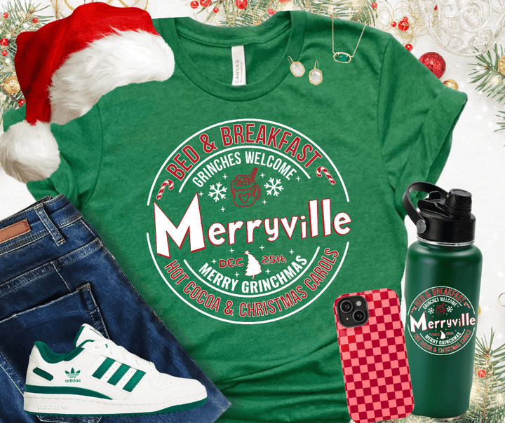 Merryville Bed & Breakfast Green Tee or Sweatshirt - Wholesale - The Red Rival