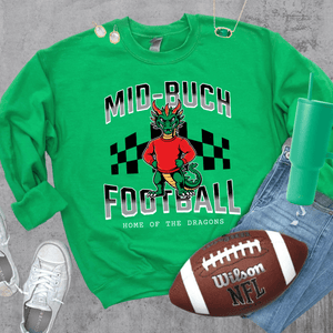 Mid - Buch Checkered Football Green Tee or Sweatshirt - Wholesale - The Red Rival