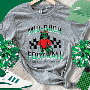 Mid - Buch Checkered Football Grey Tee or Sweatshirt - Wholesale - The Red Rival