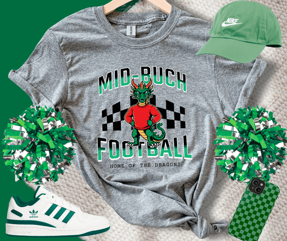 Mid - Buch Checkered Football Grey Tee or Sweatshirt - Wholesale - The Red Rival