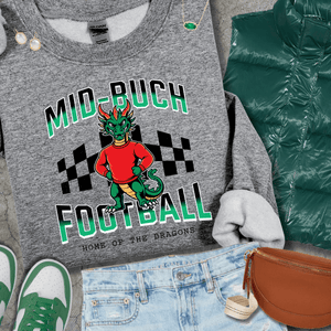 Mid - Buch Checkered Football Grey Tee or Sweatshirt - Wholesale - The Red Rival