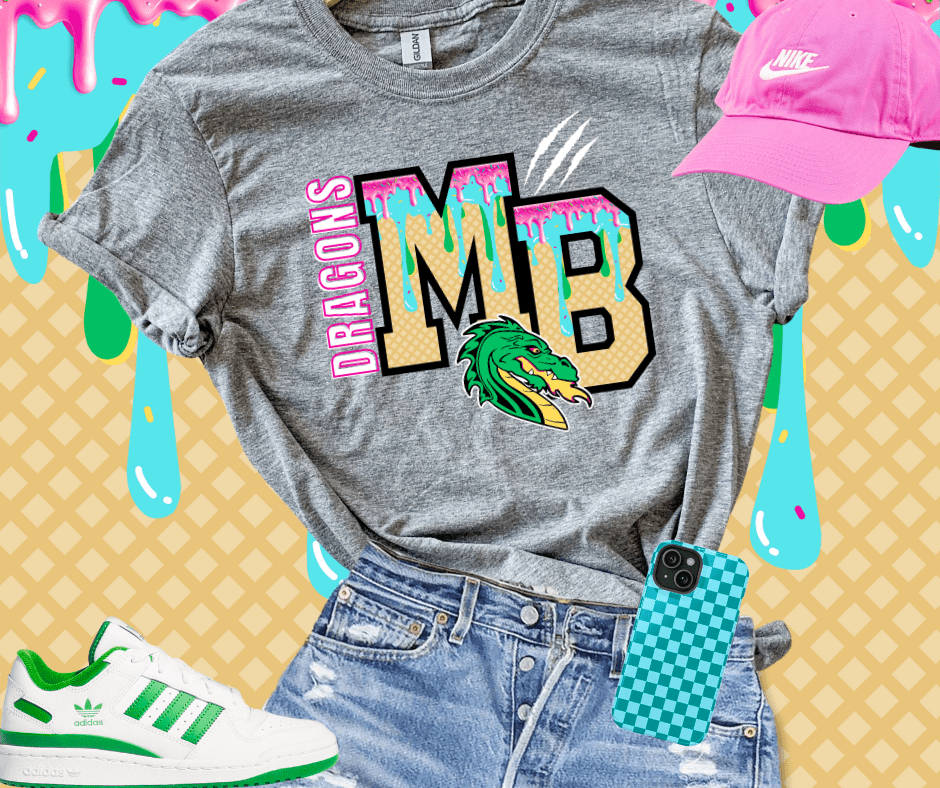 Mid - Buch Dragons Ice Cream Drip Grey Tee - Graphic Tee - The Red Rival