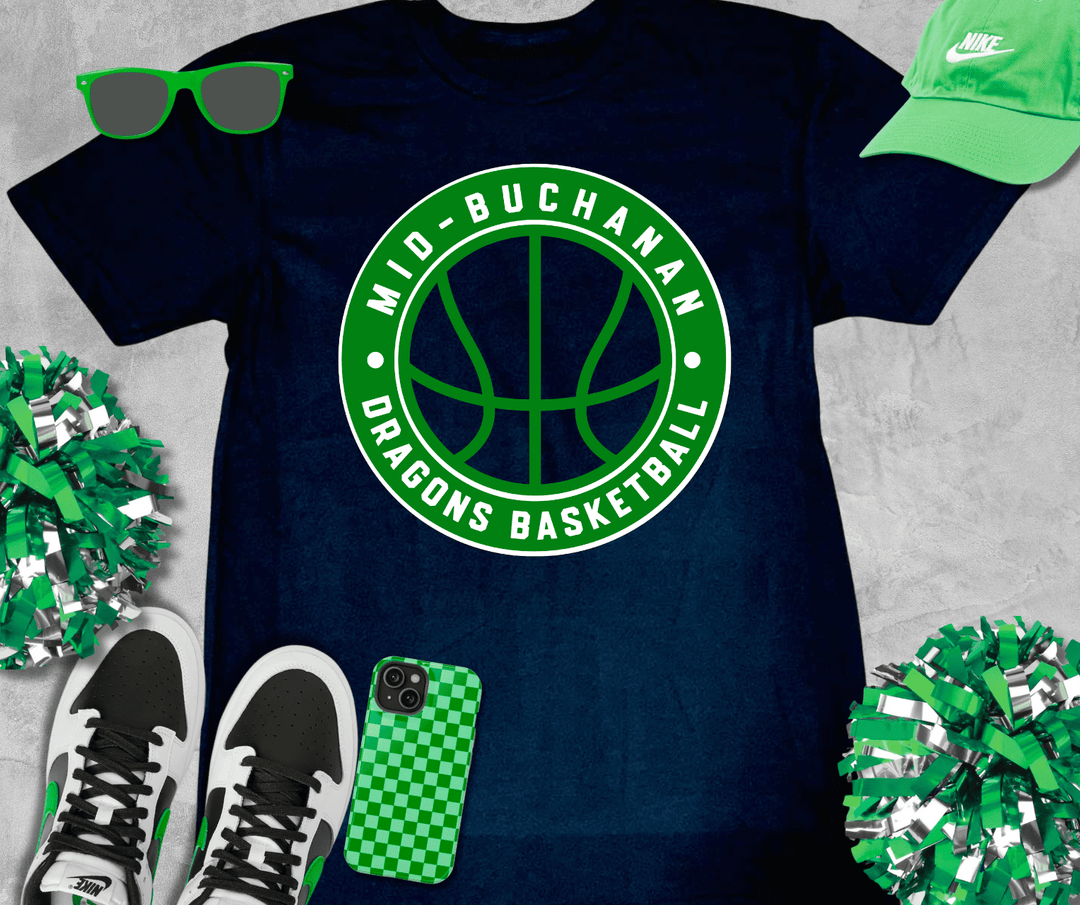 Mid - Buchanan Dragons Basketball Black Tee or Sweatshirt - Tees - The Red Rival