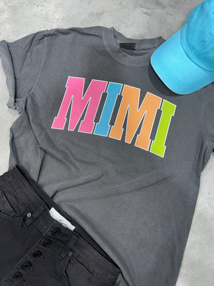 MIMI - Multi - Color Varsity Letters (Pick your design & tee color) - Graphic Tee - The Red Rival