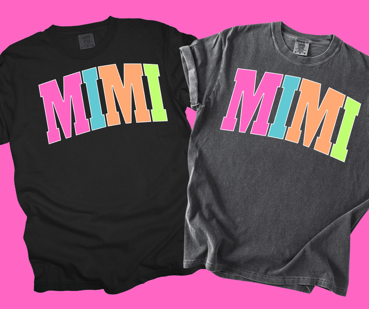 MIMI - Multi - Color Varsity Letters (Pick your design & tee color) - Graphic Tee - The Red Rival