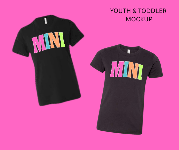 MINI - Multi - Color Varsity Letters (Pick your design & tee color) - Graphic Tee - The Red Rival