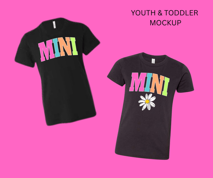 MINI - Multi - Color Varsity Letters (Pick your design & tee color) - Graphic Tee - The Red Rival