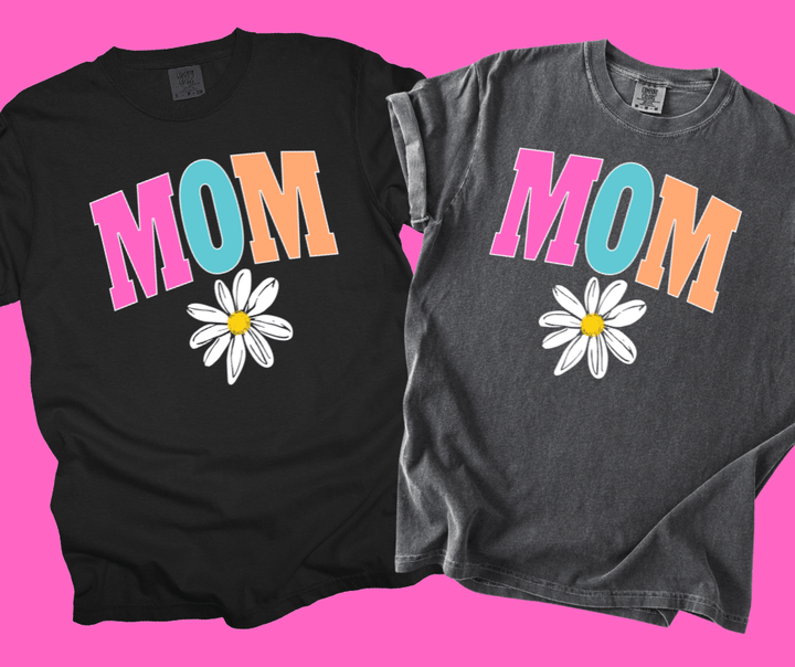 MOM - Multi - Color Varsity Letters (Pick your design & tee color) - Graphic Tee - The Red Rival