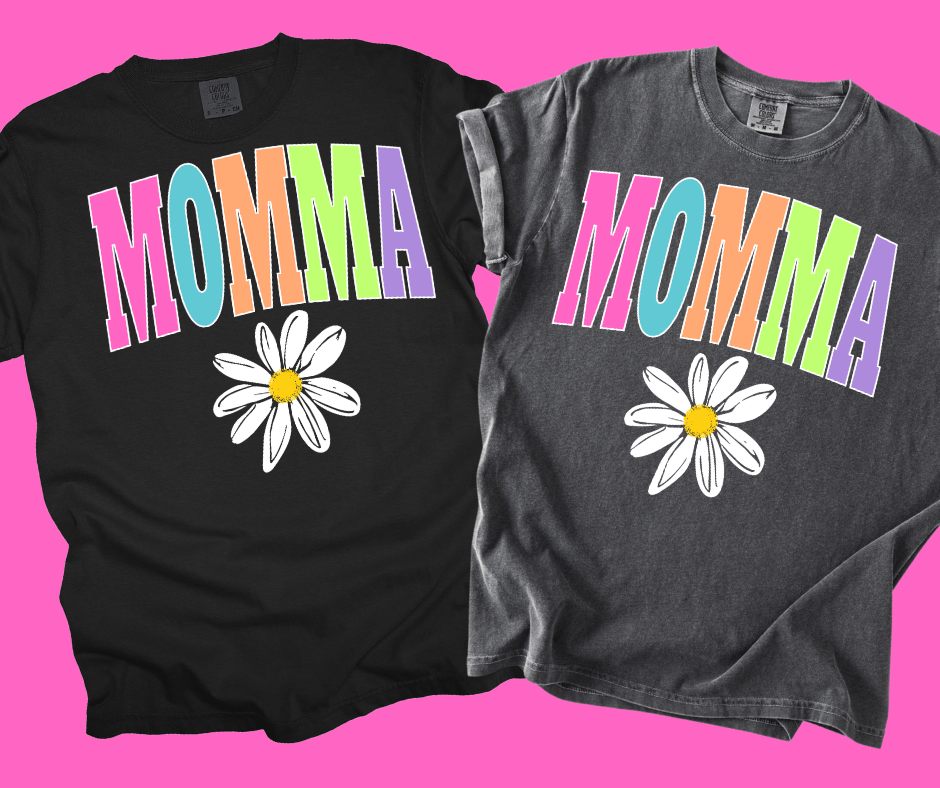 MOMMA - Multi - Color Varsity Letters (Pick your design & tee color) - Graphic Tee - The Red Rival