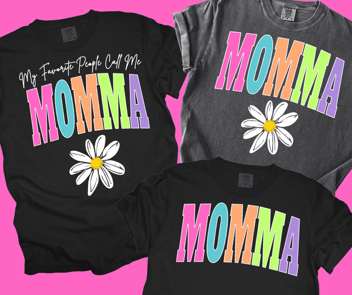 MOMMA - Multi - Color Varsity Letters (Pick your design & tee color) - Graphic Tee - The Red Rival