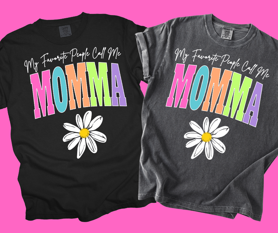 MOMMA - Multi - Color Varsity Letters (Pick your design & tee color) - Graphic Tee - The Red Rival