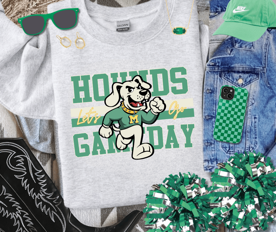 Muted Green/Cream Vintage Hounds Gameday Sweatshirt - Graphic Tee - The Red Rival