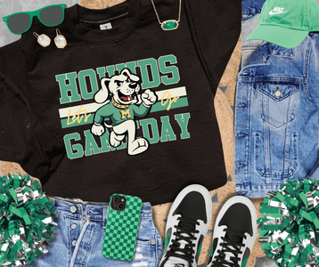 Muted Green/Cream Vintage Hounds Gameday Sweatshirt - Graphic Tee - The Red Rival