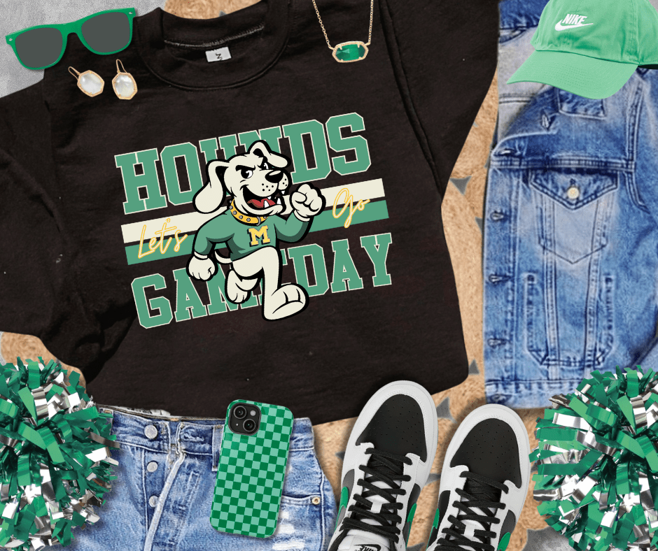 Muted Green/Cream Vintage Hounds Gameday Sweatshirt - Graphic Tee - The Red Rival