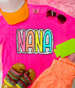 Nana Dalmatian Dot Neon Pink Tee - Graphic Tee - The Red Rival