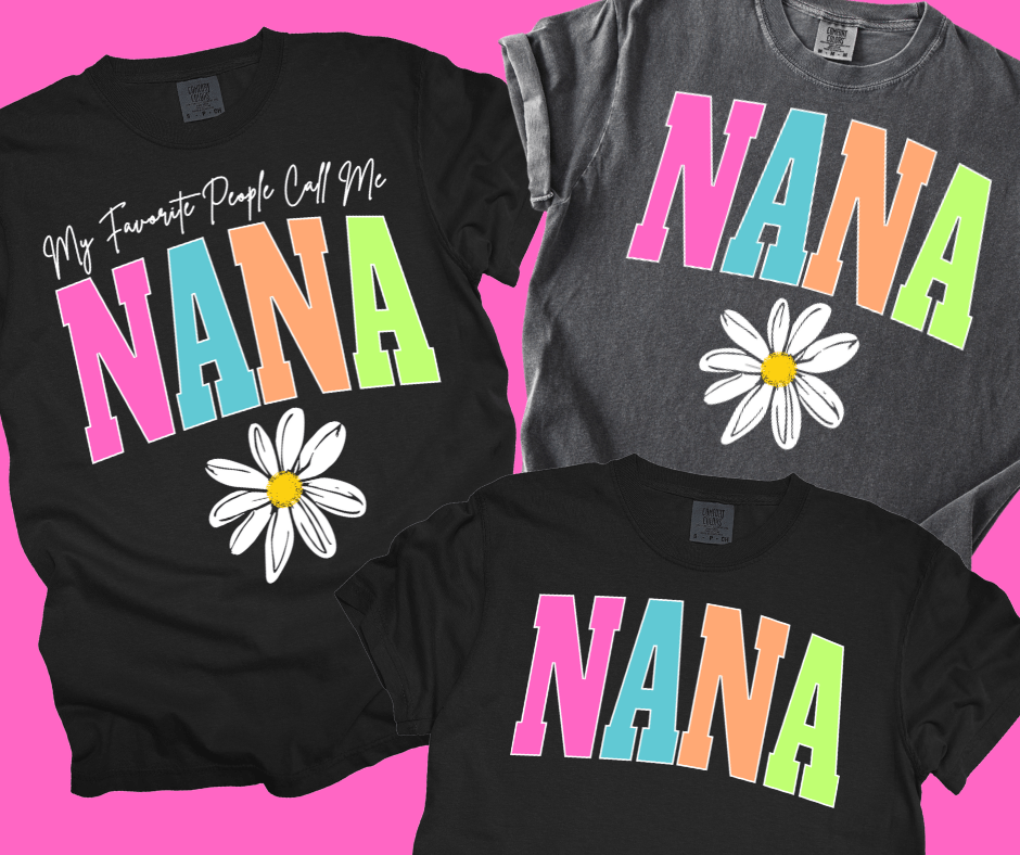 NANA - Multi - Color Varsity Letters (Pick your design & tee color) - Graphic Tee - The Red Rival