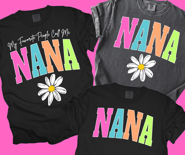 NANA - Multi - Color Varsity Letters (Pick your design & tee color) - Graphic Tee - The Red Rival