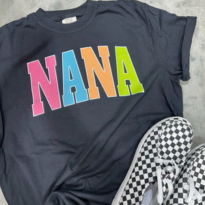 NANA - Multi - Color Varsity Letters (Pick your design & tee color) - Graphic Tee - The Red Rival