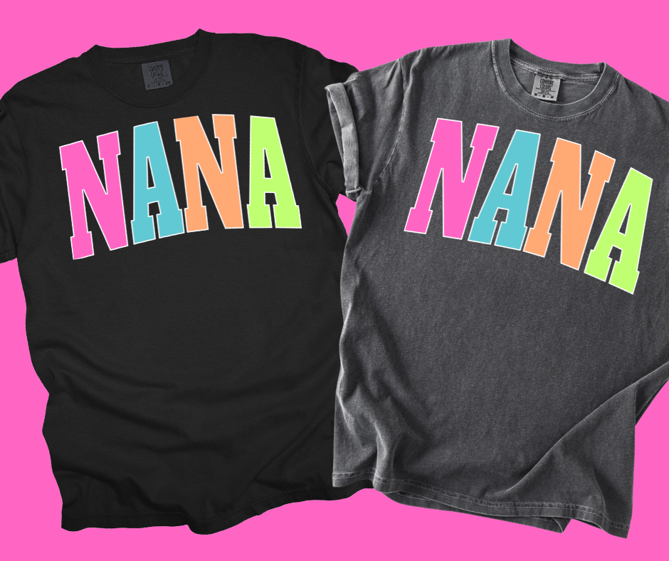 NANA - Multi - Color Varsity Letters (Pick your design & tee color) - Graphic Tee - The Red Rival