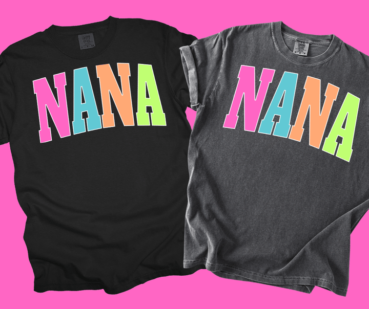 NANA - Multi - Color Varsity Letters (Pick your design & tee color) - Graphic Tee - The Red Rival