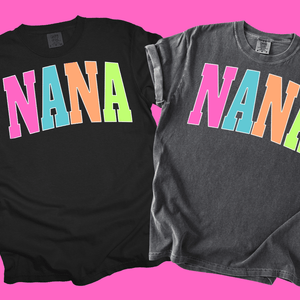 NANA - Multi - Color Varsity Letters (Pick your design & tee color) - Graphic Tee - The Red Rival