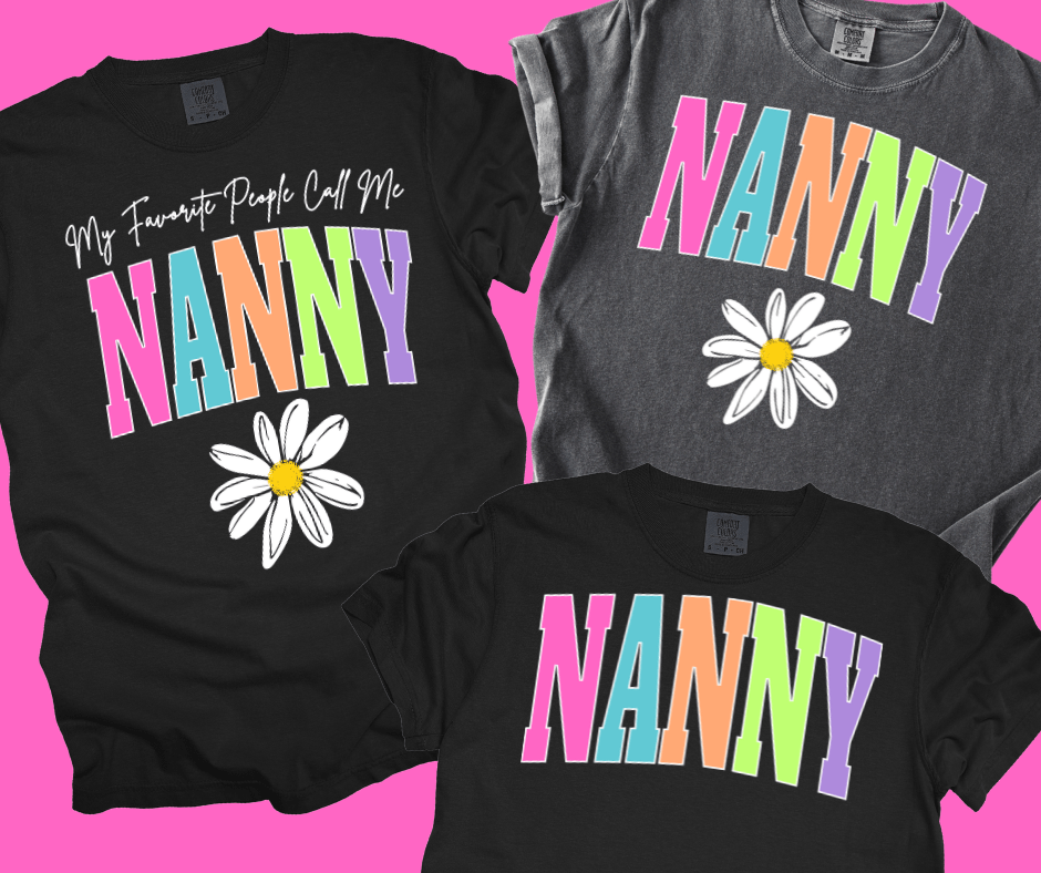 NANNY - Multi - Color Varsity Letters (Pick your design & tee color) - Graphic Tee - The Red Rival
