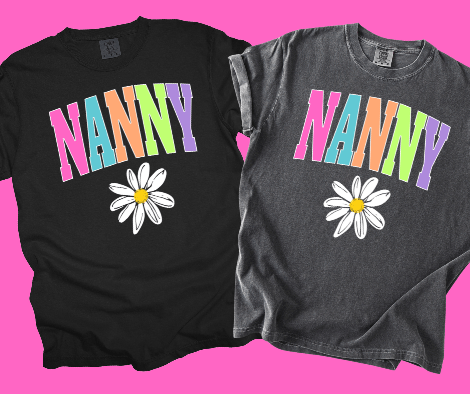 NANNY - Multi - Color Varsity Letters (Pick your design & tee color) - Graphic Tee - The Red Rival
