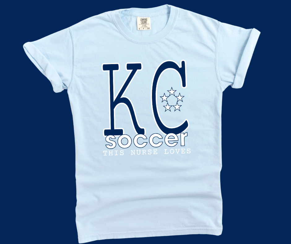 Navy & White This Nurse Loves KC Soccer - Tees - The Red Rival